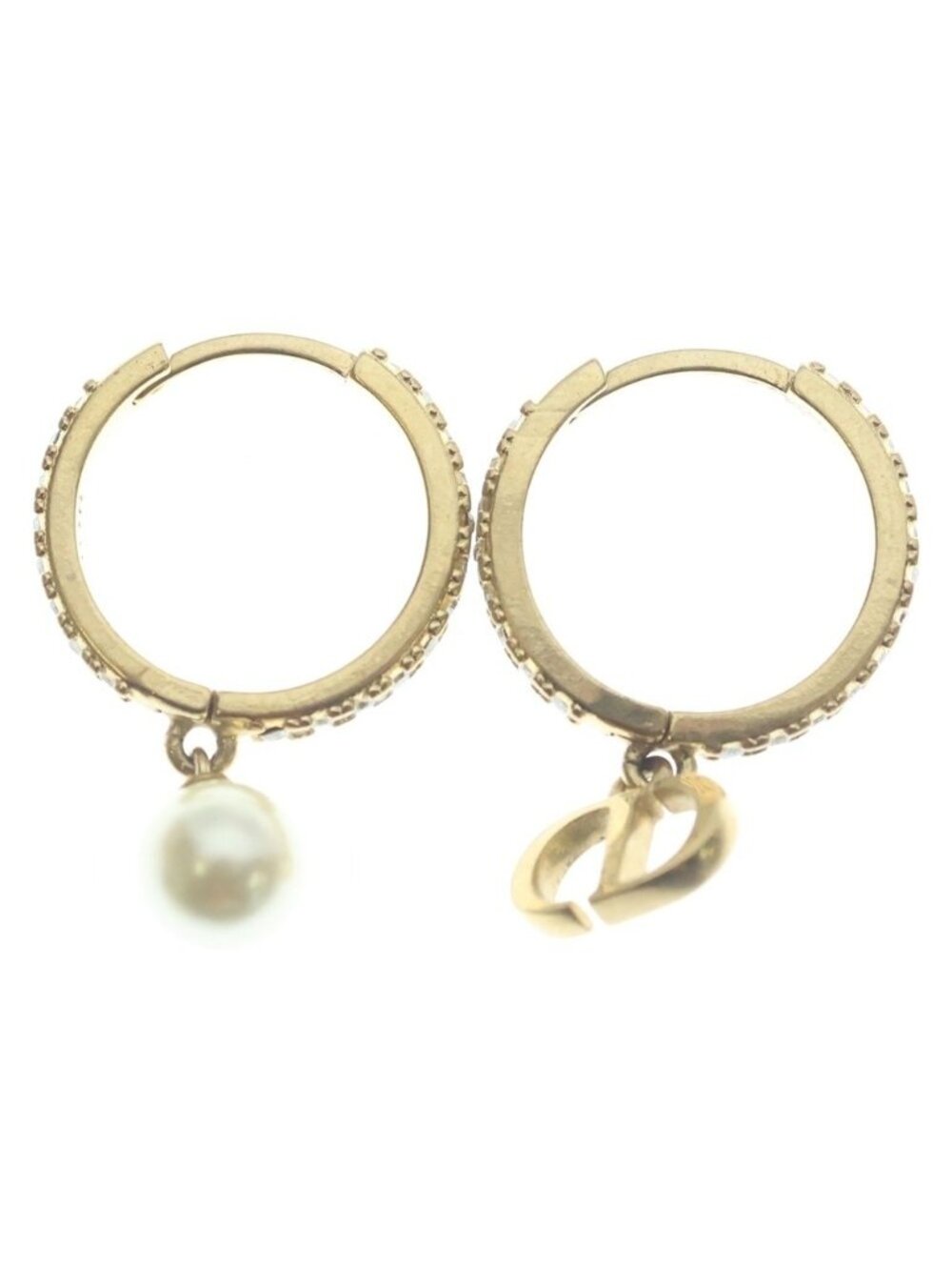 Dior Cdlogo Line Stone Earrings Gold - Picture 2 of 6